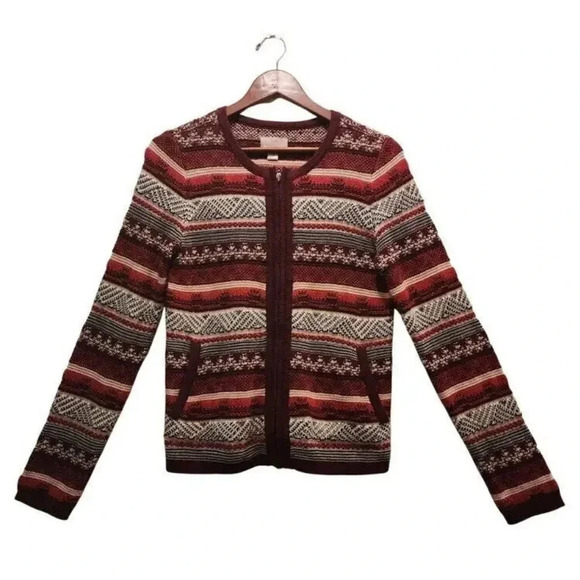 Loft Women Multicolor Long Sleeve Front Full Zipper Outdoor Sweater Size Small - Picture 1 of 7